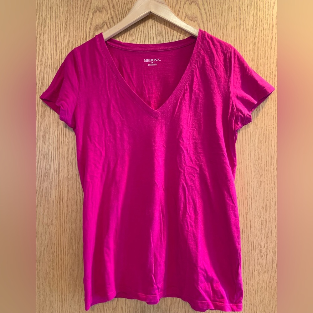 Fuchsia V-Neck Top